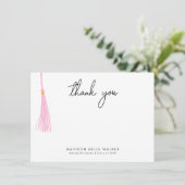 Abschluss Danke, Light Pink Tassel Dankeskarte (Stehend Vorderseite)