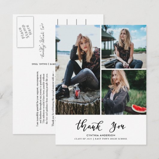 Abschluss Danke, Script Three Grad Foto Postkarte (Vorne/Hinten)