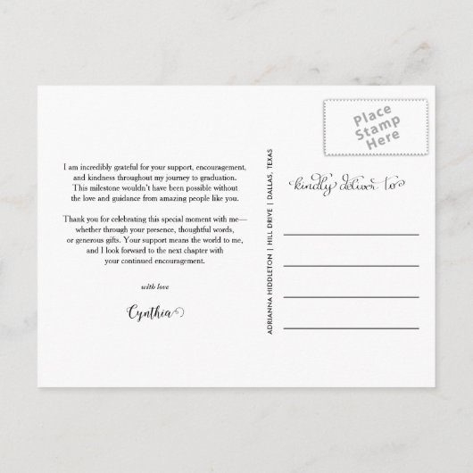 Abschluss Danke, Script Three Grad Foto Postkarte (Rückseite)