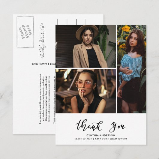 Abschluss Danke, Script Three Grad Foto Postkarte (Vorne/Hinten)