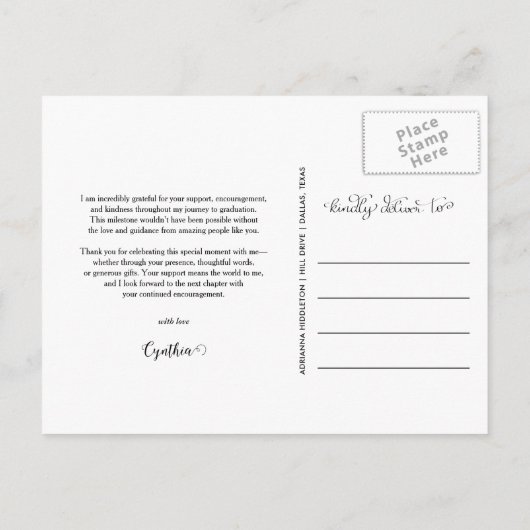 Abschluss Danke, Script Three Grad Foto Postkarte (Rückseite)