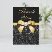 Abschluss danken Ihnen schwarzer Sequins-Goldbogen Dankeskarte (Stehend Vorderseite)