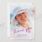 Abschluss Dankeschön an Foto Violet Muster Ankündigung (Vorderseite)