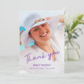 Abschluss Dankeschön an Foto Violet Muster Ankündigung (Stehend Vorderseite)