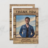 Abschluss Dankeschön Foto Rustikales Landholz Dankeskarte (Vorne/Hinten)