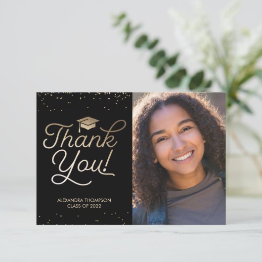 Abschluss Dankeschön Karte - Foto, Meldung (Stehend Vorderseite)