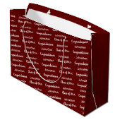 Abschluss Dark Red und White Herzlichen Glückwunsc Große Geschenktüte (Rückseite Schrägansicht)