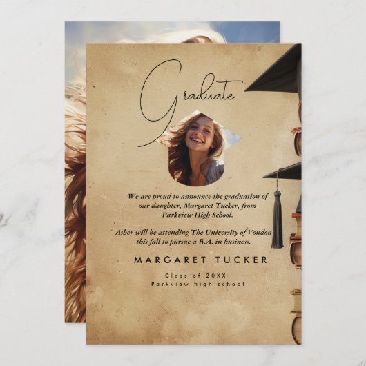 Abschluss Daughter I Rustikal Ankündigung (Vorne/Hinten)