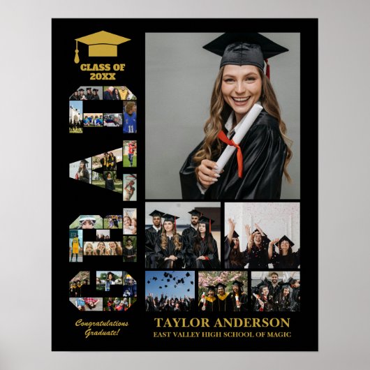 Abschluss Day Grad Klasse Senior DIY Foto Collage Poster (Vorne)