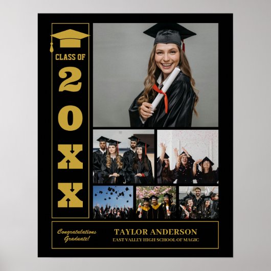 Abschluss Day Senior Class of Foto Collage Black Poster (Vorne)