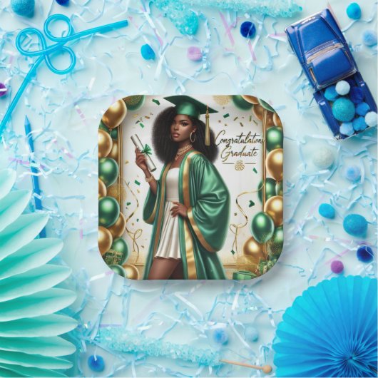 Abschluss Decor - Emerald Pappteller (Party)