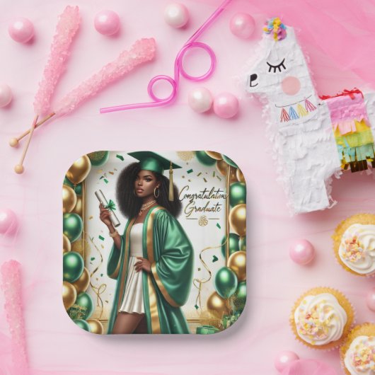 Abschluss Decor - Emerald Pappteller (Party)