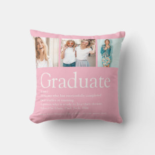 Abschluss Definition 3 Foto Collage Girly Pink Lus Kissen