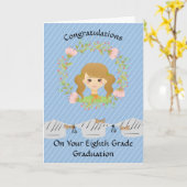 Abschluss der achten Klasse für Mädchen mit Blumen Karte (Gelbe Blume)