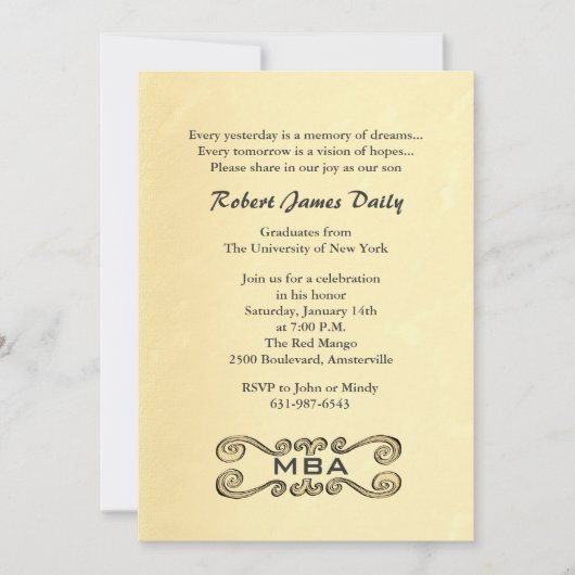 Abschluss der antiken Goldrolle Einladung (Vorderseite)