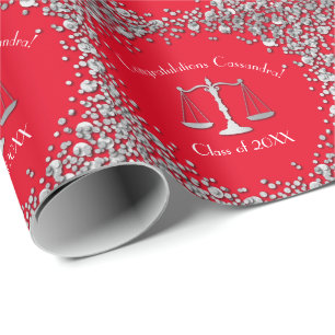 Abschluss der Anwaltsschule Silver Red Geschenkpapier