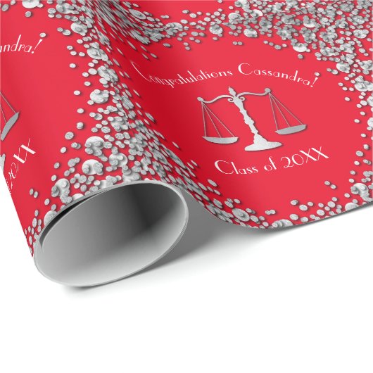 Abschluss der Anwaltsschule Silver Red Geschenkpapier (Rolleneckpunkt)