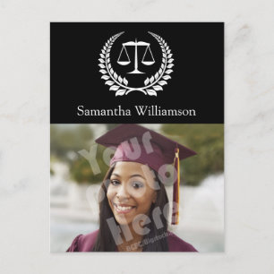 Abschluss der Black/White Laurel Law School Ankündigungspostkarte