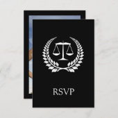 Abschluss der Black/White Laurel Law School RSVP Karte (Vorne/Hinten)