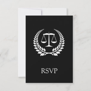 Abschluss der Black/White Laurel Law School RSVP Karte