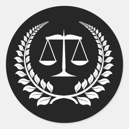 Abschluss der Black/White Laurel Law School Runder Aufkleber (Vorderseite)