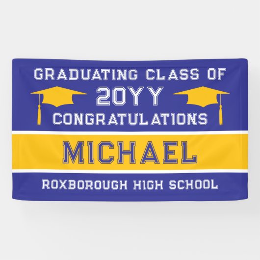 Abschluss der Blauen und Gelben Schule Banner (Horizontal)