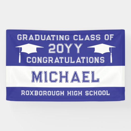 Abschluss der Blauen und Weißen Schule Banner (Horizontal)