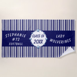 Abschluss der Blauen und Weißen Schule Personalisi Strandtuch