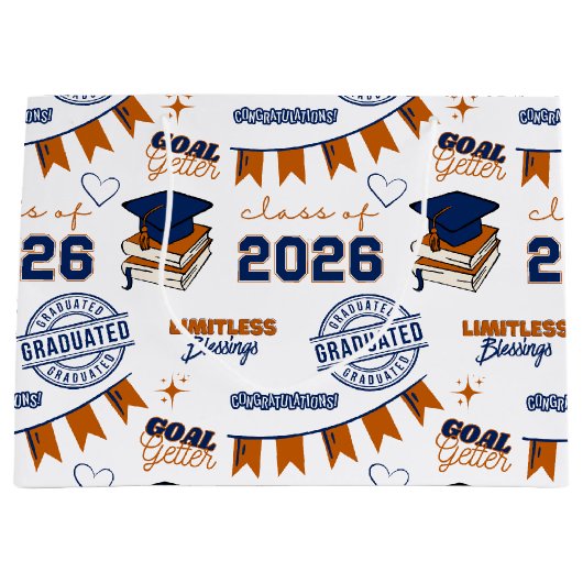 Abschluss der Blue Orange Klasse 2026 Große Geschenktüte (Vorderseite)