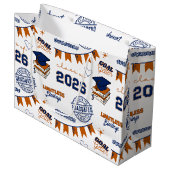 Abschluss der Blue Orange Klasse 2026 Große Geschenktüte (Vorderseite Schrägansicht)