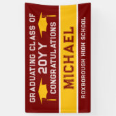 Abschluss der dunkelroten und gelben Schulfarben Banner (Vertikal)