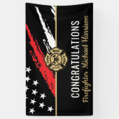 Abschluss der Feuerwehr-Akademie Rote Linie Banner (Vertikal)