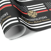 Abschluss der Feuerwehr-Akademie Rote Linie Geschenkpapier (Rolleneckpunkt)