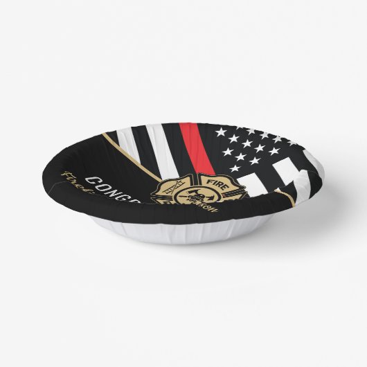 Abschluss der Feuerwehr-Akademie Rote Linie Pappteller (Gewinkelt)