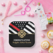 Abschluss der Feuerwehr-Akademie Rote Linie Pappteller (Party)