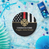 Abschluss der Feuerwehr-Akademie Rote Linie Pappteller (Party)