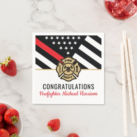 Abschluss der Feuerwehr-Akademie Rote Linie Serviette (Beispiel)