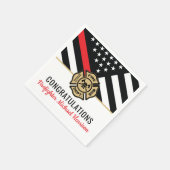 Abschluss der Feuerwehr-Akademie Rote Linie Serviette (Ecke)