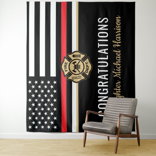 Abschluss der Feuerwehr-Akademie Rote Linie Wandteppich (Beispiel)