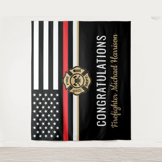 Abschluss der Feuerwehr-Akademie Rote Linie Wandteppich (Vorderseite)