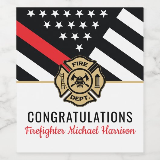 Abschluss der Feuerwehr-Akademie Rote Linie Weinetikett (Einzelnes Label)