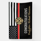 Abschluss der Feuerwehrakademie Thin Red Line Banner (Vertikal)