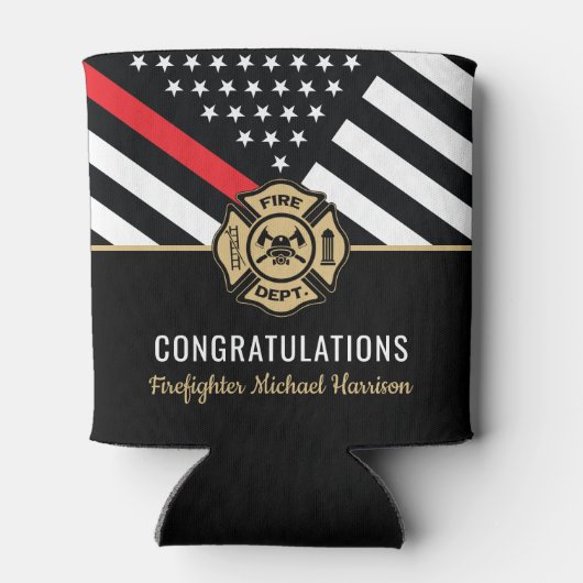 Abschluss der Feuerwehrakademie Thin Red Line Dosenkühler (Rückseite)