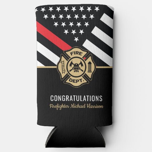 Abschluss der Feuerwehrakademie Thin Red Line Selters Dosenkühler (Vorderseite)