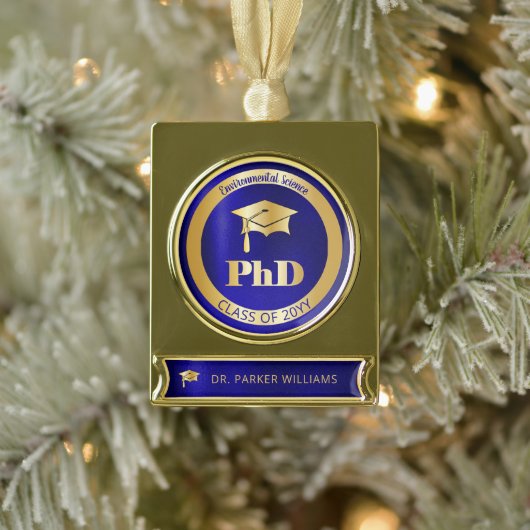 Abschluss der Graduate Graduate School Banner-Ornament Gold (Baum)