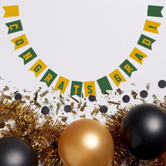Abschluss der Green and Gold School Colors Wimpelkette