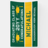 Abschluss der grünen und gelben Schulfarben Banner (Vertikal)