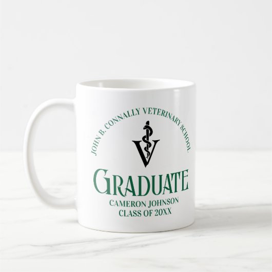 Abschluss der grünen Veterinärschule Custom Kaffeetasse (Links)