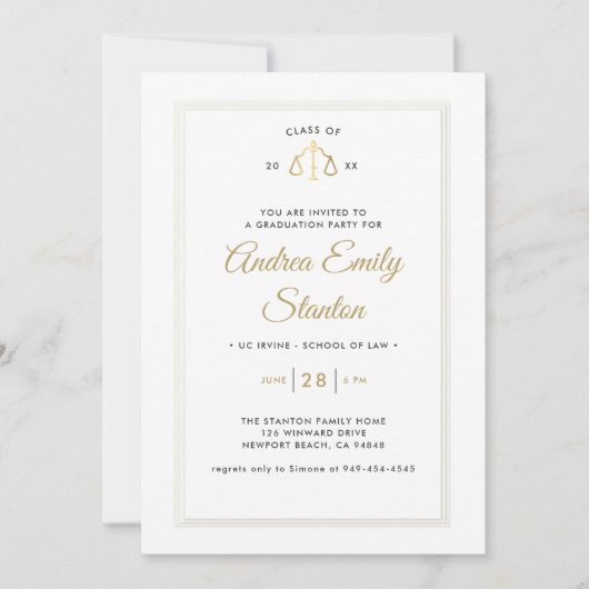 Abschluss der Jurastudien - Imitate der Justiz Gol Einladung (Vorderseite)