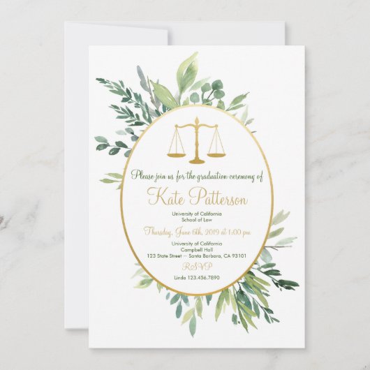 Abschluss der Juristischen Fakultät Einladung Grün (Vorderseite)